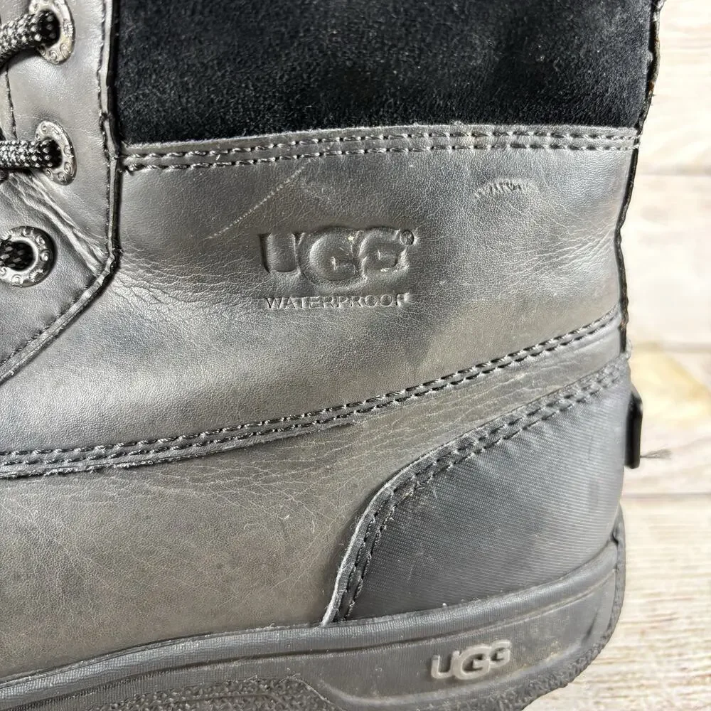 UGG Waterproof Shearling Lace Up Winter Boots Kids Size 4 Black